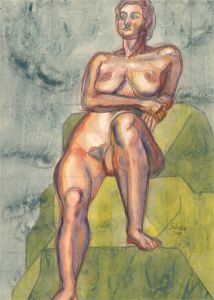 Francois Xavier Josse (1910-1991) - 1986 Watercolour, Nude on Green
