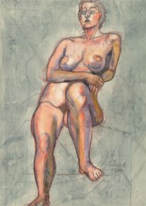 Francois Xavier Josse (1910-1991) - 1986 Watercolour, Seated Nude on Grey