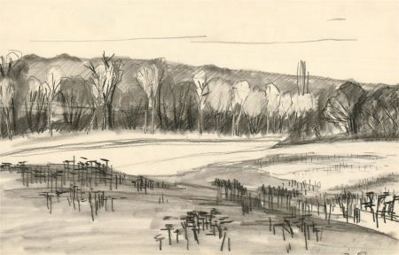 F.W. - 1967 Charcoal Drawing, View to the Forest