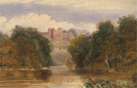 Late 19th Century Watercolour - River Scene with Castle