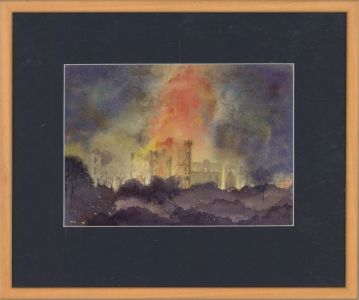 Ann Hunter - Contemporary Watercolour, Windsor Castle Fire