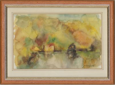 P. Branche - 2002 Watercolour, Canal In Yellow