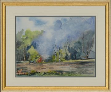 Tony Hagyard - 2010 Watercolour, Tree Felling, Westow