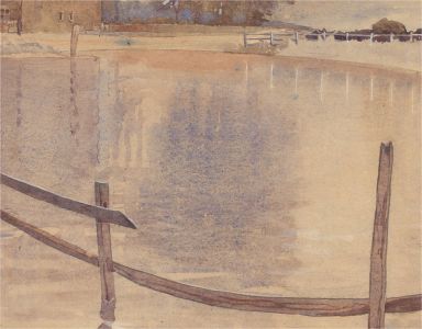 J.F. Roberts - c.1921 Watercolour, Farm Pool, the Seven Cornfields