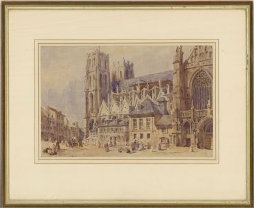 Attrib. J.S. Davis (1804-1845) - Watercolour, St Michael and St Gudula Cathedral