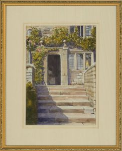 P. Lancaster  - 1997 Watercolour, Door with Climbing Roses