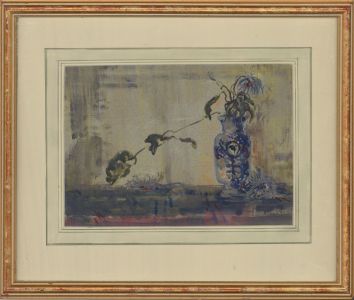 A. Dean - 1942 Watercolour, A Blue Vase