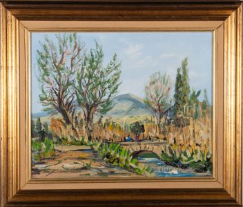 Jean-Eric Turquin (b.1950) - 20th Century Oil, Figures on Arch-Bridge