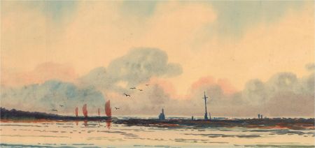 A. Huk - Signed Mid 20th Century Watercolour, Boats on the Shore