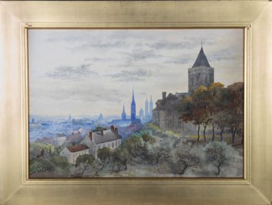 Early 20th Century Watercolour - Abbey of Saint-Etienne, Caen