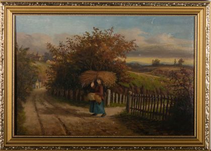 Naive Early 20th Century Oil - Bushel of Wheat