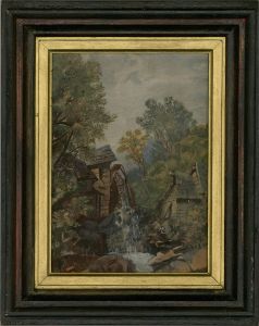 C.P. - Early 20th Century Oil, Figure by a Mill Pond