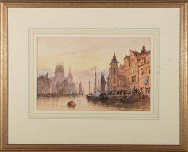 Early 20th Century Watercolour - French Harbour Town