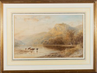 G. Pearson - 1888 Watercolour, On the River Derwent near Matlock