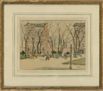 Mid 20th Century Watercolour - Winter In The Park