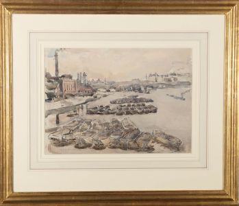 William T. Martin Hawksworth (1853-1935) - Watercolour, King's Reach, London