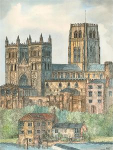 Owen Rees - 1985 Watercolour, Durham Cathedral