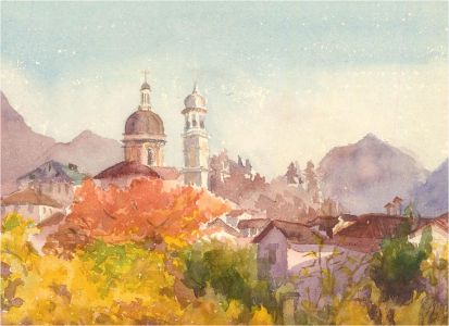 Early 20th Century Watercolour - Church Spires