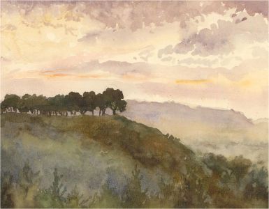 Early 20th Century Watercolour - Dusk Landscape