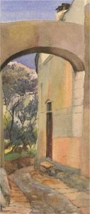 1909 Watercolour - Street in Borgio Verezzi