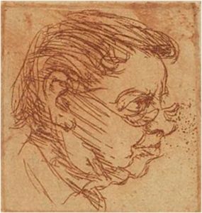 Ronald Olley (b.1923) - 20th Century Etching, Profile of a Man in Glasses