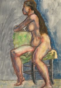 Francois Xavier Josse (1910-1991) - 1986 Watercolour, Seated Nude