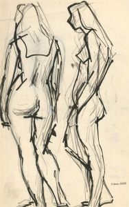 Francois Xavier Josse - A Trio of 20th Century India Inks, Standing Nudes.