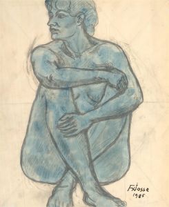 Francois Xavier Josse (1910-1991) - 1985 Watercolour, Nude in Blue