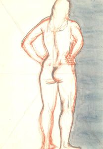 Francois Xavier Josse (1910-1991) - Graphite Drawing, Standing Nude Reverse