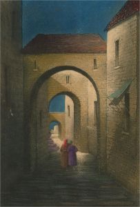 Early 20th Century Aquatint - Moonlight In The Street