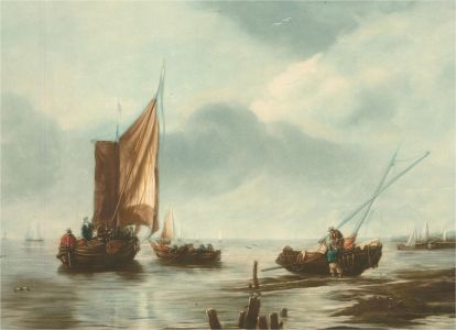 A Arnold after William Van De Velde -Early 20th Century Mezzotint, Coastal Scene
