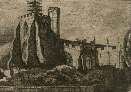 Late 19th Century Etching - Church In Repair