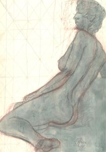 Francois Xavier Josse (1910-1991) - 1987 Watercolour, Blue Profile