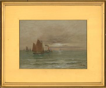 E.J. Duval - Early 20th Century Watercolour, Gaff Ketch and Paddle Steamer