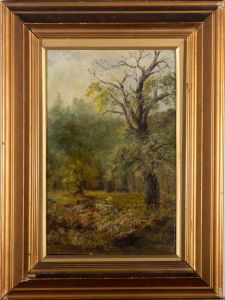 W.F. Hatfield - 1919 Oil, Woodland Clearing
