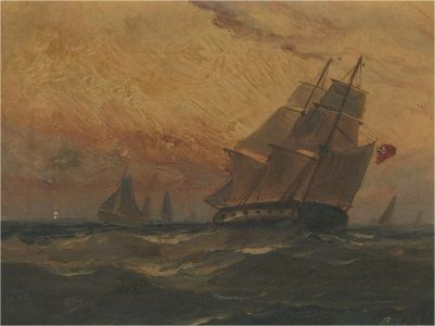 G.H.S. - Late 19th Century Oil, Merchant Vessel