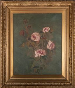 K.B - Early 20th Century Oil, Pink Roses