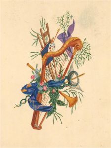 1838 Watercolour - Harp and Palette