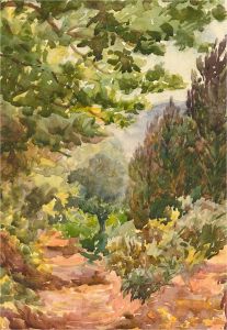 Double-Sided Early 20th Century Watercolour - Farm and Forest