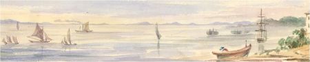 Early 19th Century Watercolour - Welsh Hills and the Mersey from Liverpool