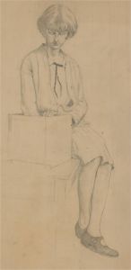 Mid 20th Century Graphite Drawing - The Student