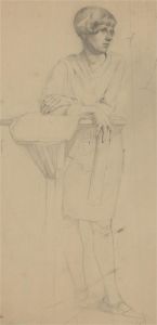 Mid 20th Century Graphite Drawing - Leaning
