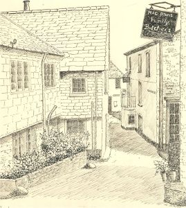 J.A. Pusey - 1992 Pen and Ink Drawing, Port Isaac