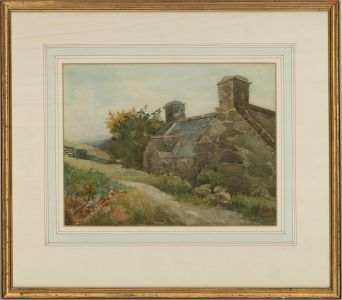 J.P. Roberts - 1955 Watercolour, Welsh Cottage