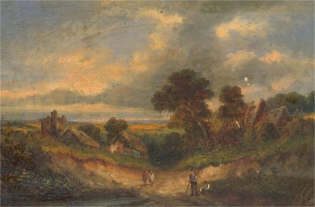Mid 19th Century Oil - Rustic Village