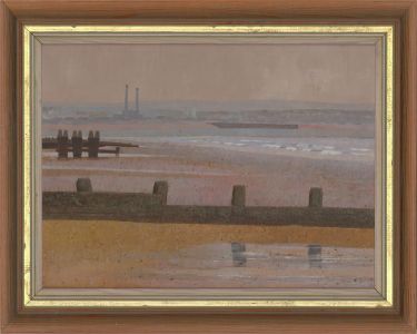 Contemporary Oil - Beach and Industrial Town View