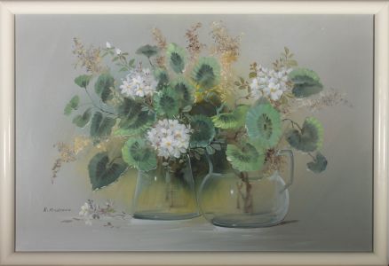 K. Andrews - 20th Century Oil, Jugs And Geraniums