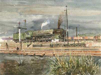 Gordon Metcalfe (b.1935) - 1999 Watercolour, Skipton Locomotive Shed