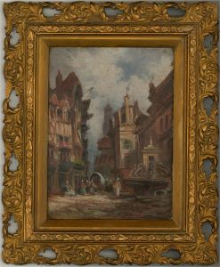 R. Sutton - Early 20th Century Oil, Continental Street Scene