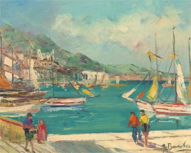 Carlo F. Burla  - Mid 20th Century Oil, Harbour at Monaco